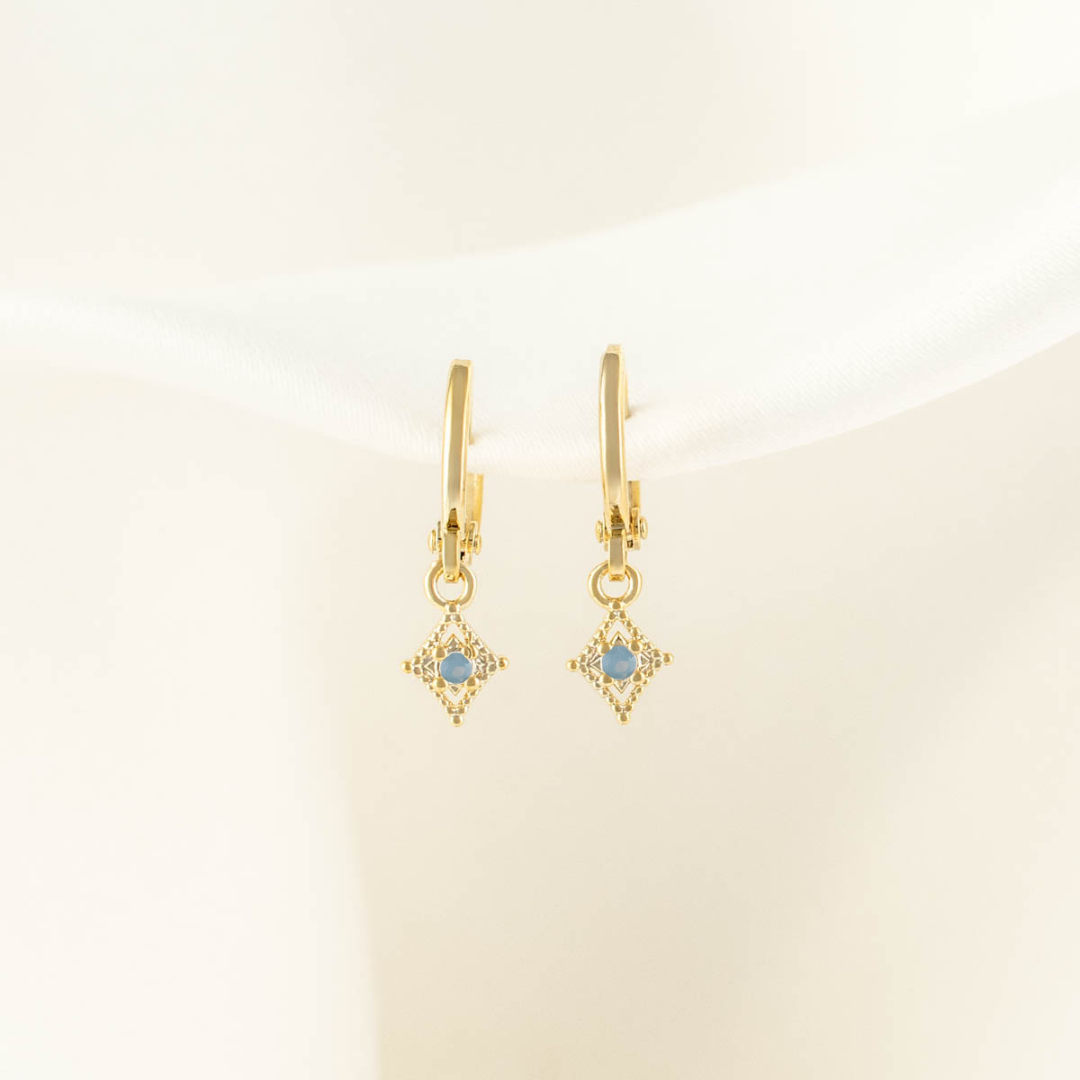 Glaucous Blue Moonstone Huggie Earrings