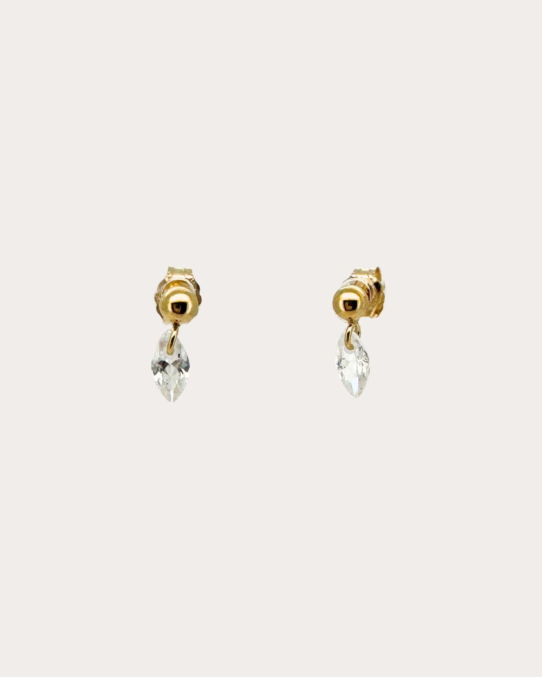 Lens Diamond Gemstone Dangle Studs