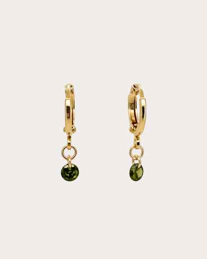 Circle Peridot Gemstone Huggie Earrings