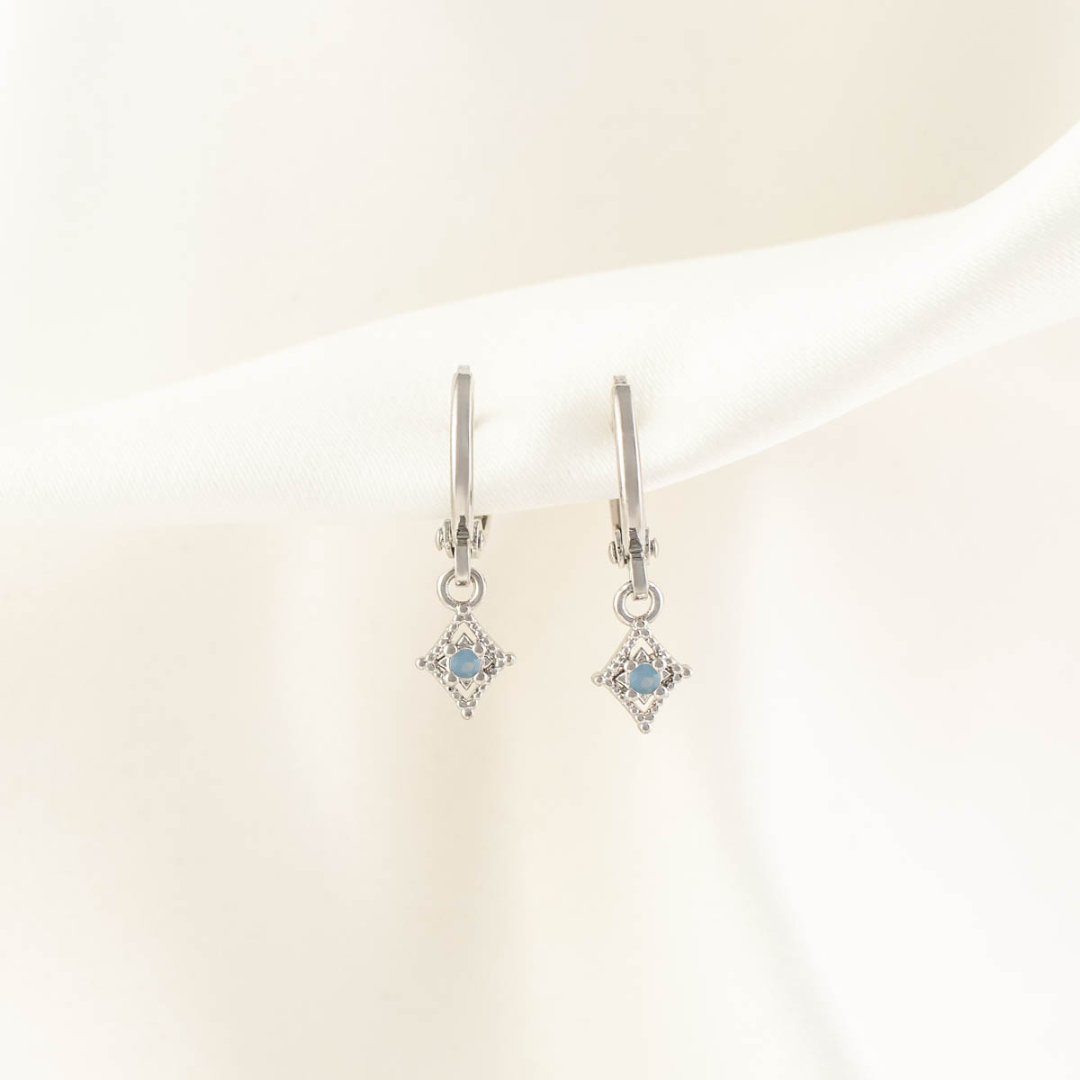 Glaucous Blue Moonstone Huggie Earrings