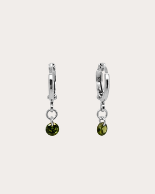 Circle Peridot Gemstone Huggie Earrings - Sterling Silver