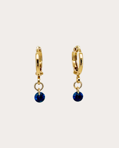 Circle Sapphire Gemstone Huggie Earrings