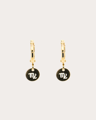 Virgo Zodiac Disc Huggie Earrings - Gold Filled
