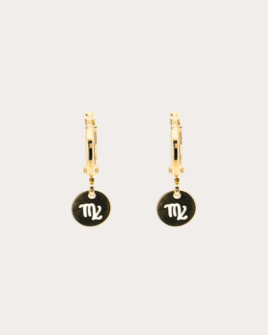 Virgo Zodiac Disc Huggie Earrings