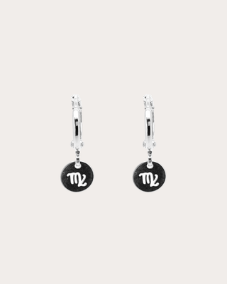 Virgo Zodiac Disc Huggie Earrings - Sterling Silver
