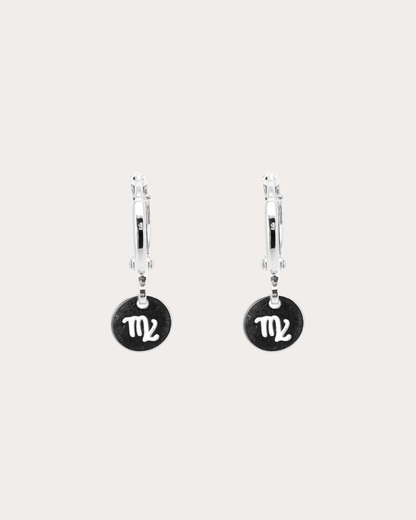 Virgo Zodiac Disc Huggie Earrings