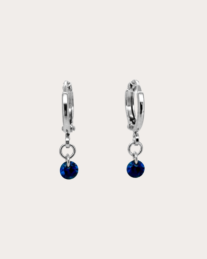 Circle Sapphire Gemstone Huggie Earrings