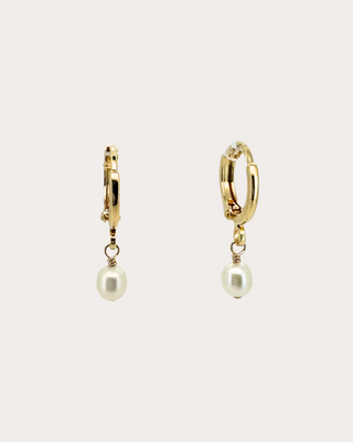 Basic Pearl Huggie Earrings - Gold Filled