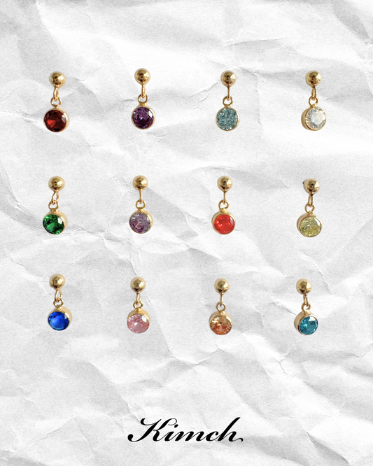 Birthstone Dangle Stud (4mm) - Gold Filled/Sterling Silver