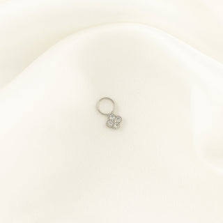 Clover White Zircon Charm