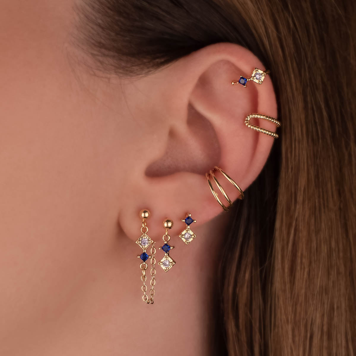 Lana Sapphire Earrings Set - Gold Filled