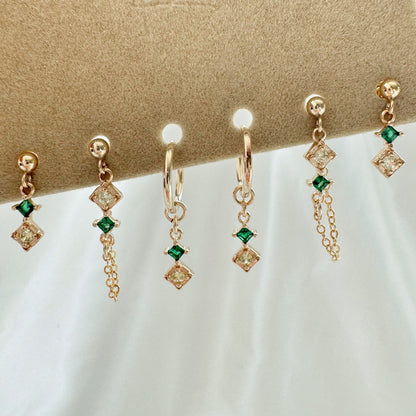 Hazel Emerald Earrings Set - Gold Filled