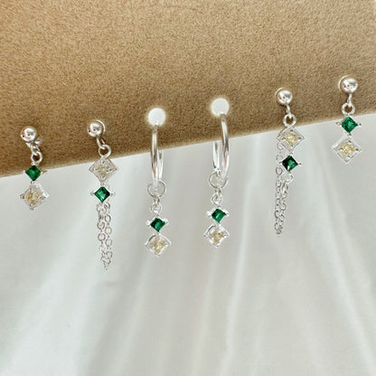 Hazel Emerald Earrings Set - Sterling Silver