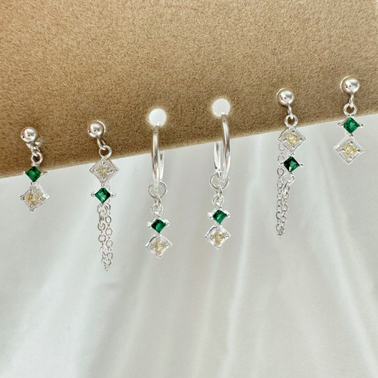 Hazel Emerald Earrings Set - Sterling Silver