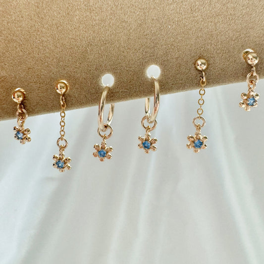 Azure Iris Earrings Set - Gold Filled