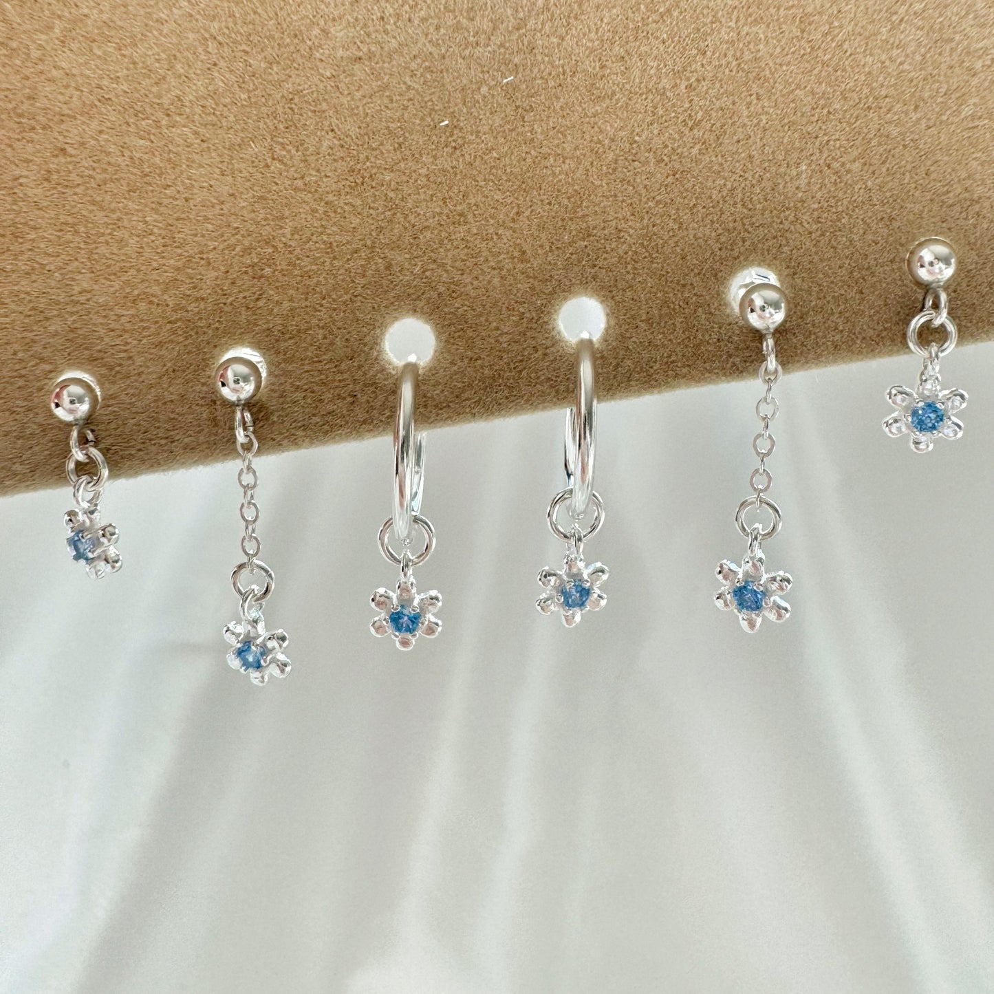 Azure Iris Earrings Set - Sterling Silver