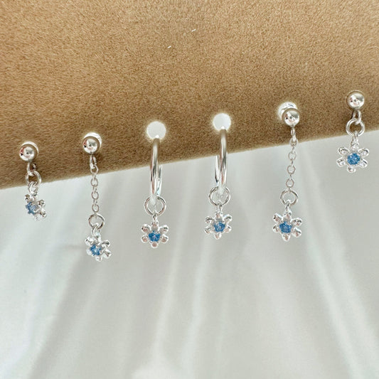 Azure Iris Earrings Set - Sterling Silver