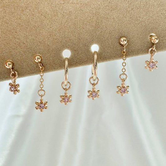 Cherry Blossom Earrings Set - Gold Filled