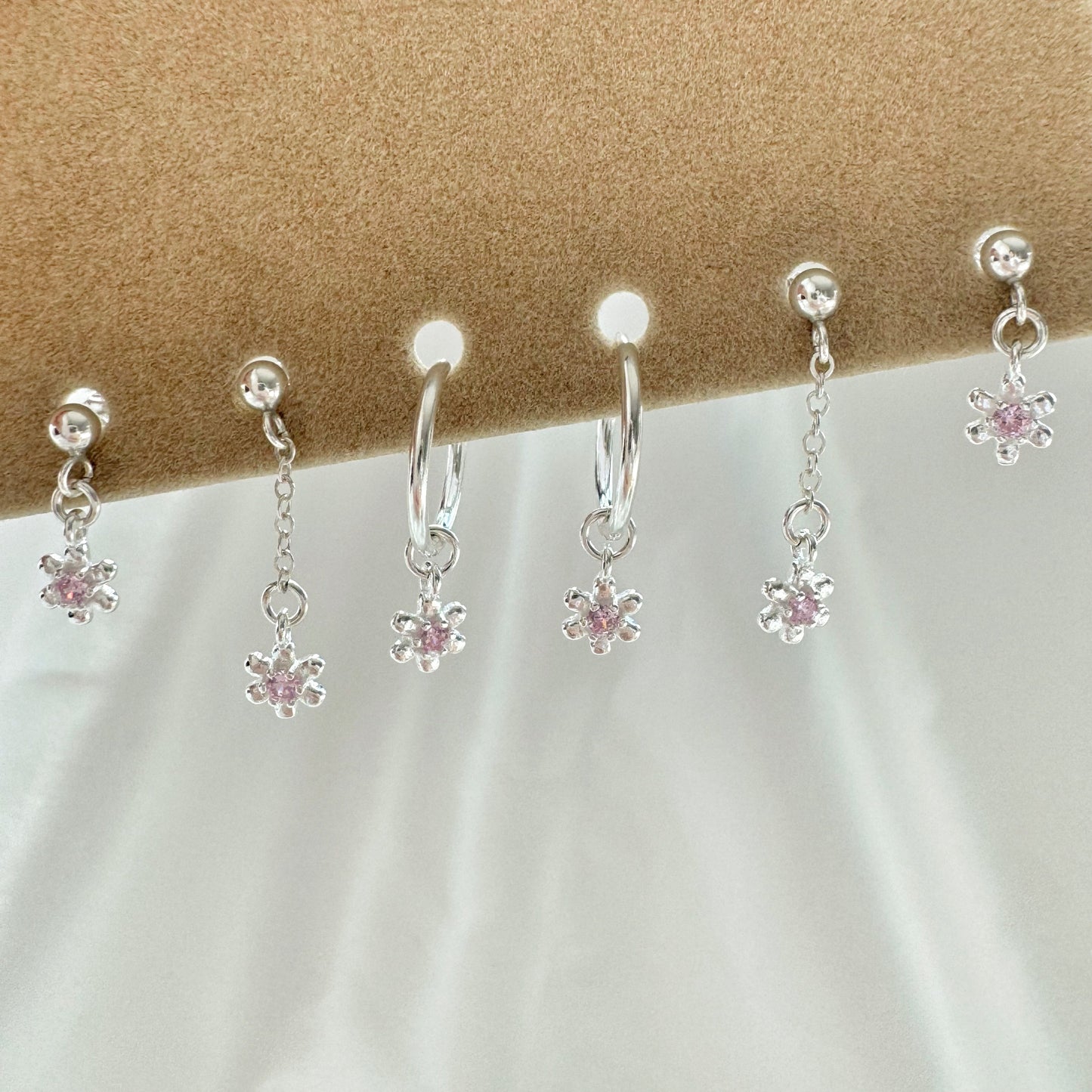 Cherry Blossom Earrings Set - Sterling Silver