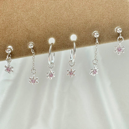Cherry Blossom Earrings Set - Sterling Silver