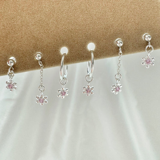 Cherry Blossom Earrings Set - Sterling Silver
