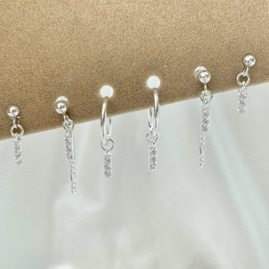 Rayne Diamond Earrings Set - Sterling Silver