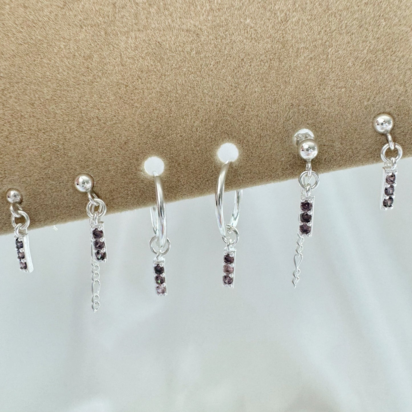 Ebony Rose Earrings Set - Sterling Silver