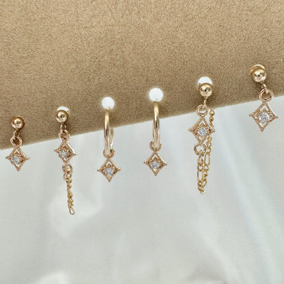 Stella Diamond Earrings Set - Gold Filled
