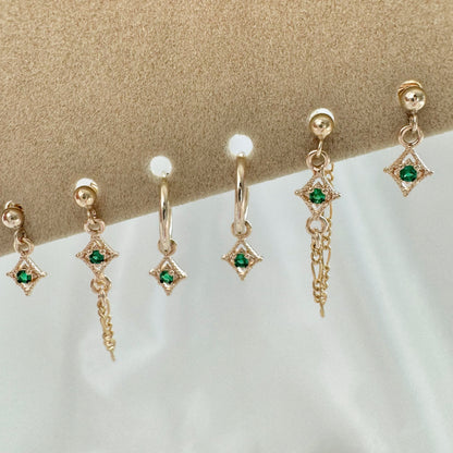 Arwen Emerald Earrings Set - Gold Filled