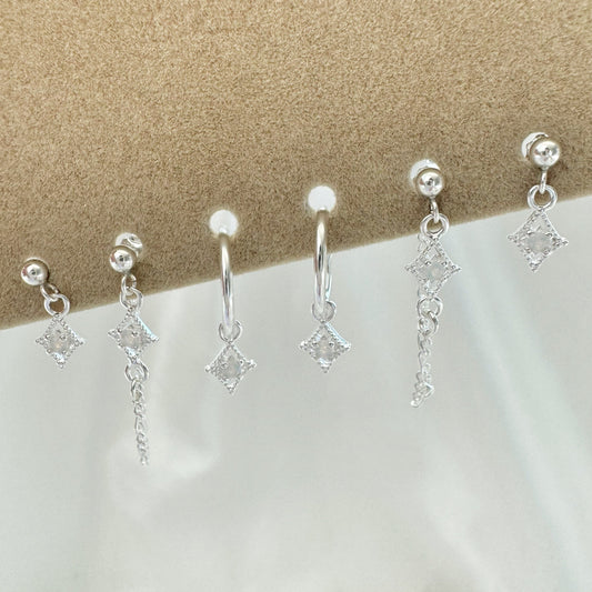 Glinda Pink Moonstone Earrings Set - Sterling Silver