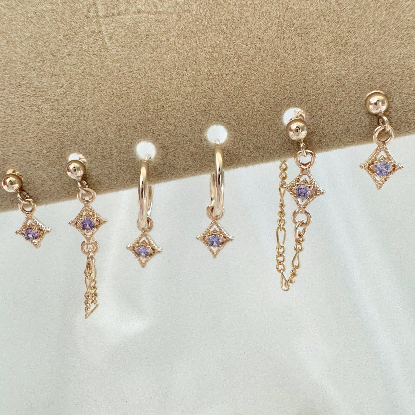 Pandora Amethyst Earrings Set - Gold Filled