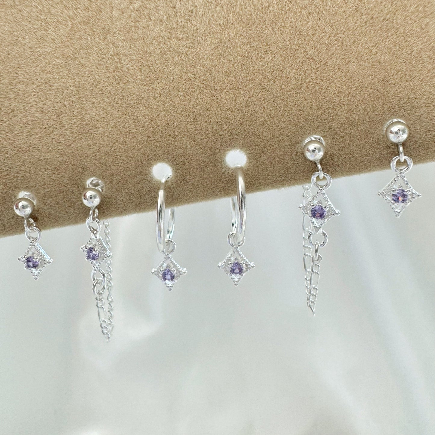 Pandora Amethyst Earrings Set -Sterling Silver