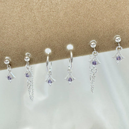 Pandora Amethyst Earrings Set -Sterling Silver