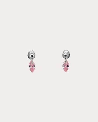 Lens Tourmaline Gemstone Dangle Studs - Sterling Silver