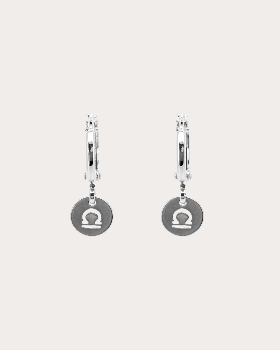 Libra Zodiac Disc Huggie Earrings