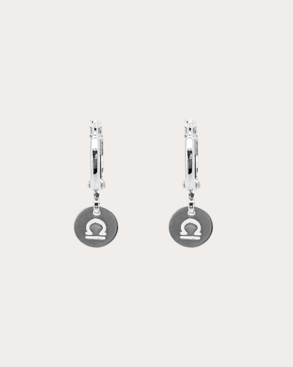 Libra Zodiac Disc Huggie Earrings