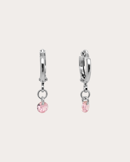 Circle Tourmaline Gemstone Huggie Earrings