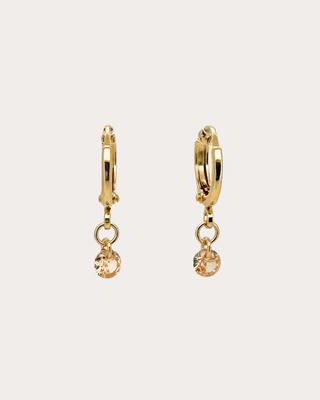 Circle Topaz Gemstone Huggie Earrings - Gold Filled
