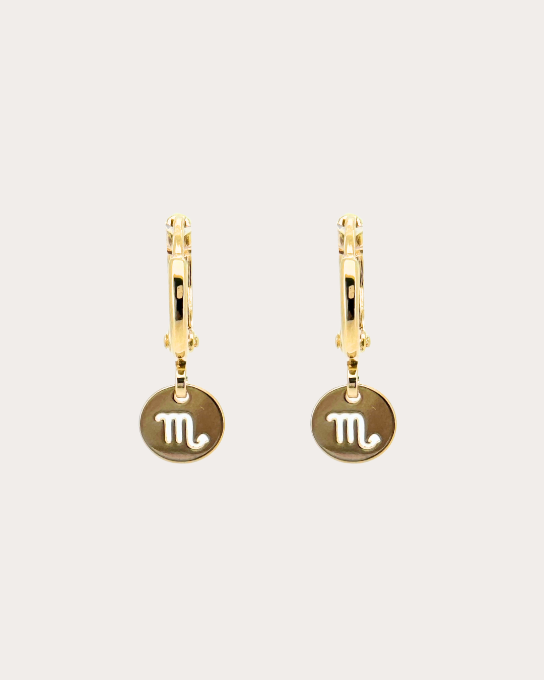 Scorpio Zodiac Disc Huggie Earrings