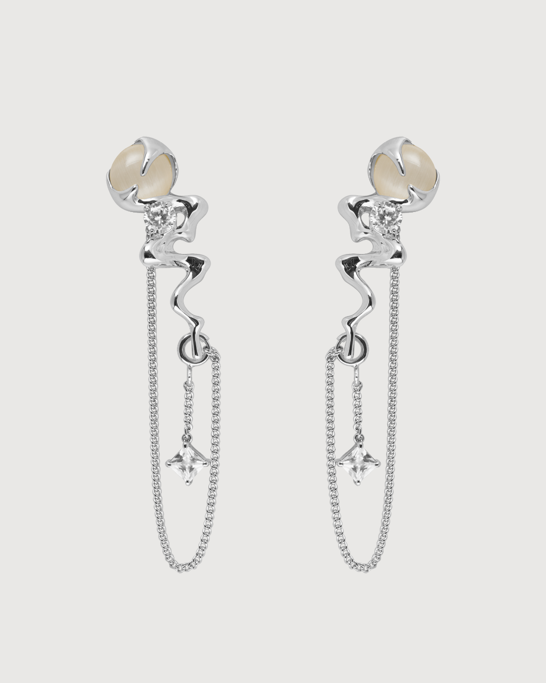 ID #2 CATSEYE EARRINGS [SILVER]