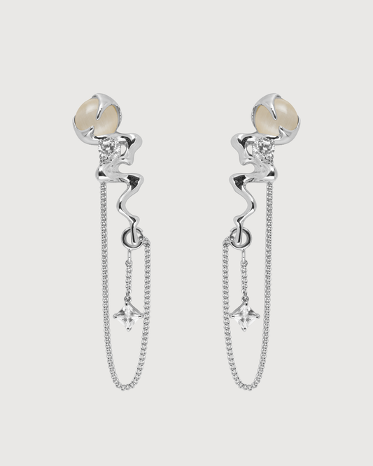 ID #2 CATSEYE EARRINGS [SILVER]