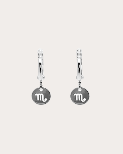 Scorpio Zodiac Disc Huggie Earrings