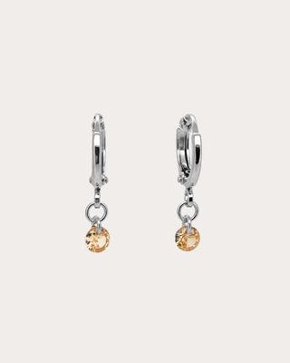 Circle Topaz Gemstone Huggie Earrings - Sterling Silver
