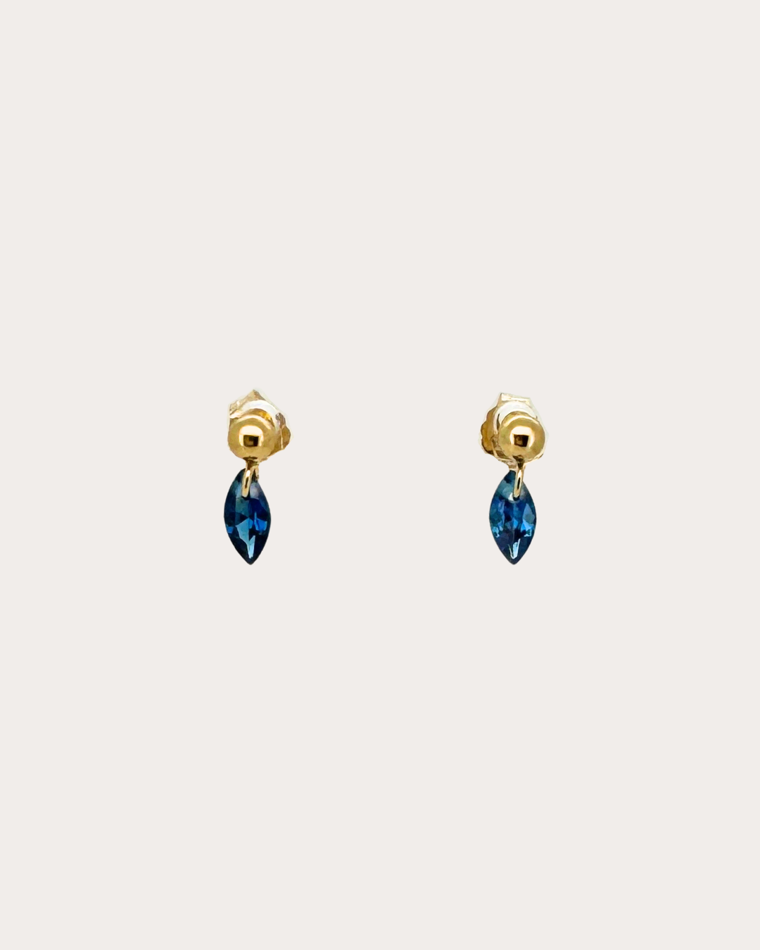 Lens Sapphire Gemstone Dangle Studs