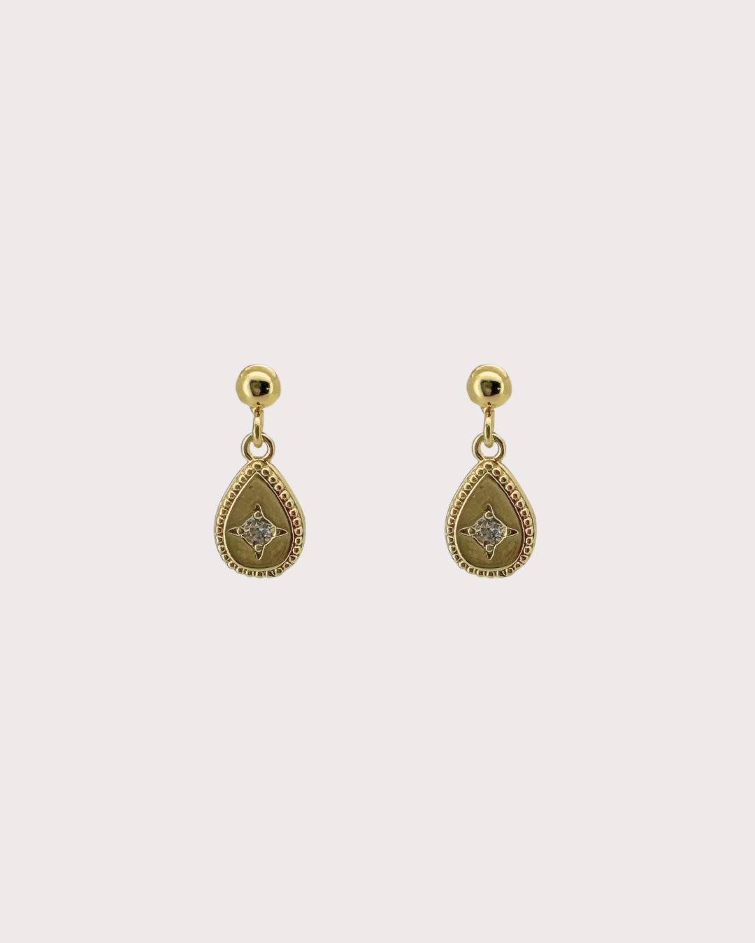 Elvira Teardrop White Zircon Dangle Studs