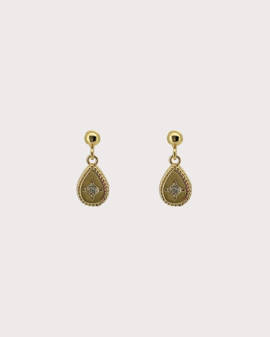 Elvira Teardrop White Zircon Dangle Studs