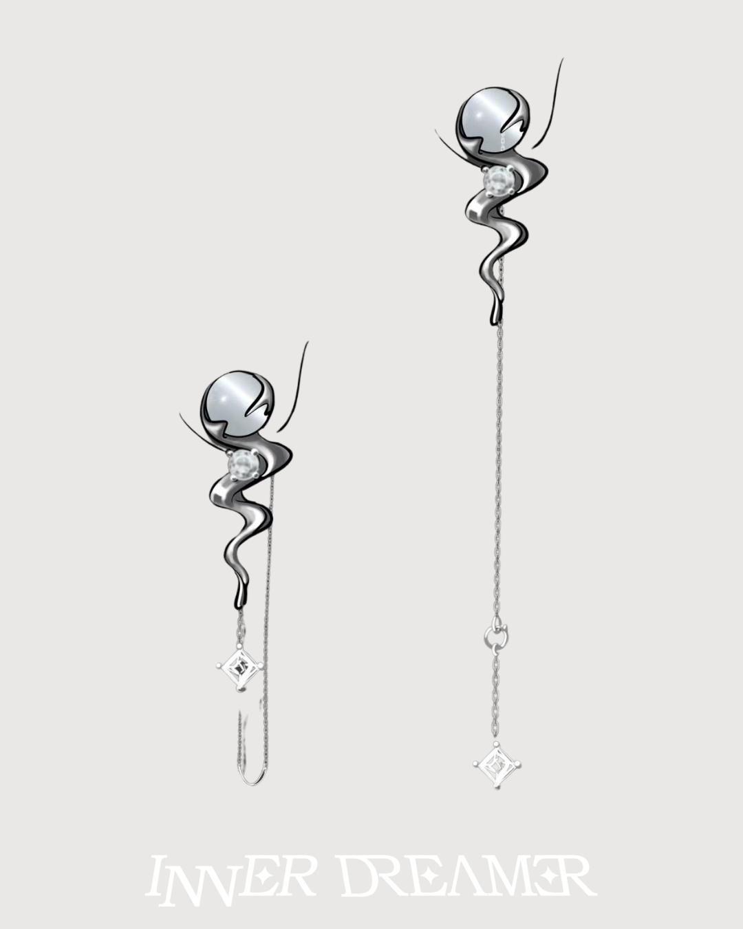 ID #2 CATSEYE EARRINGS [SILVER]