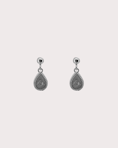 Elvira Teardrop White Zircon Dangle Studs