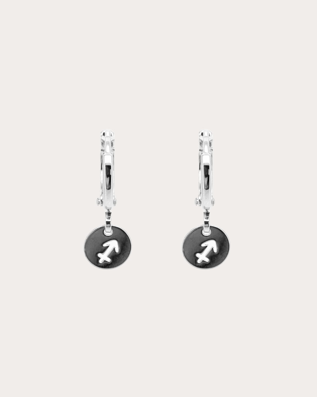 Saggitarius Zodiac Disc Huggie Earrings
