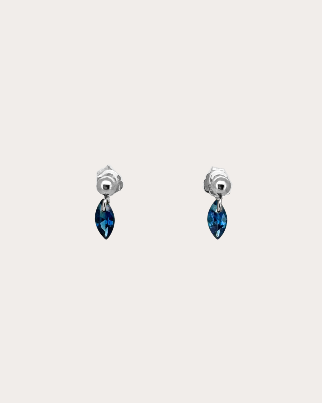 Lens Sapphire Gemstone Dangle Studs
